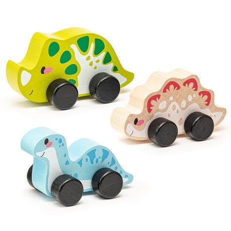 Toy Set 3 Small Cars wooden Dino / Σετ παιχνιδιών 3 μικρών αυτοκινήτων Ξύλινο Dino - Cubika®