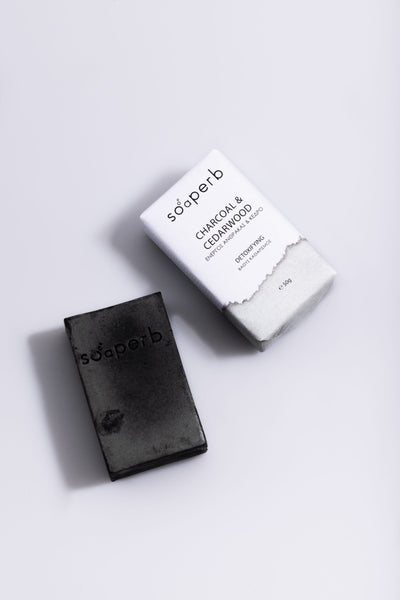 Charcoal & Cedarwood Soap - face & body/ Σαπούνι με ενεργό άνθρακα & κέδρο - πρόσωπο & σώμα