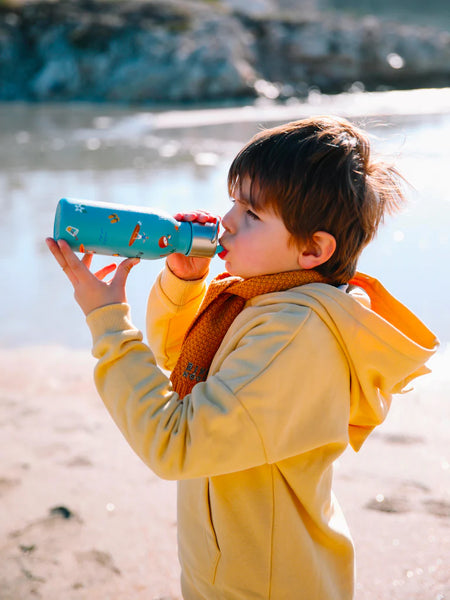 Insulated bottle with flip lid 'Honolulu Blue'   (350 ml) / Ισοθερμικό μπουκάλι με ενσωματωμένο αναδιπλούμενο καλαμάκι 'Honolulu Blue'  (350 ml)