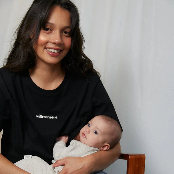 Milktamere All Black T-Shirt - Breastfeeding/Nursing t-shirt / Μπλουζά θηλασμού