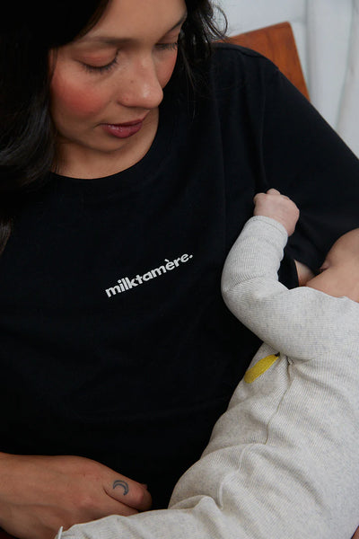 Milktamere All Black T-Shirt - Breastfeeding/Nursing t-shirt / Μπλουζά θηλασμού