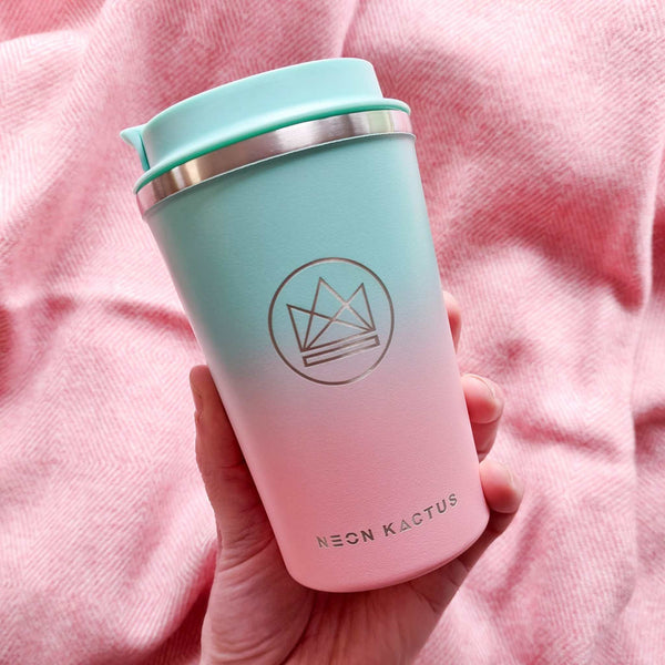 Stainless steel Coffee Cup / Ποτήρι Θερμός - Twist & Shout - Pink & Turquoise 380ML