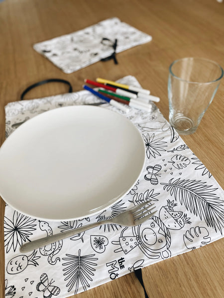 Washable coloring placemat (with markers) / Πλενόμενο σουπλά ζωγραφικής (με μαρκαδόρους)