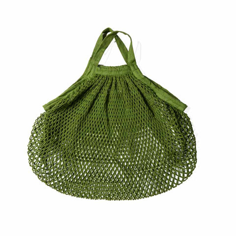 Net shopping bag in Organic Cotton / Δίχτυ τσάντα για ψώνια από οργανικό βαμβάκι - green cactus