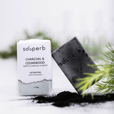 Charcoal & Cedarwood Soap - face & body/ Σαπούνι με ενεργό άνθρακα & κέδρο - πρόσωπο & σώμα