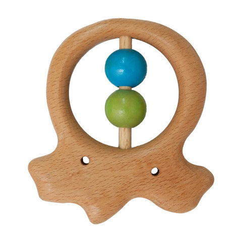 Wooden Teether Rattle Octopus - Ξύλινή Μασητική Κουδουνίστρα / Χταποδι