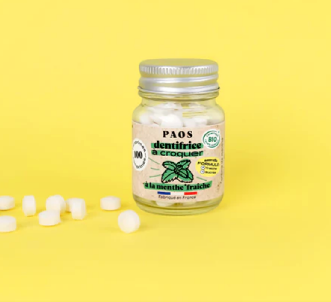 Toothtabs in refillable glass jar - Organic / Οδοντόταμπλετες σε επαναγεμιζόμενο γυάλινο βάζο  - Fresh Mint - Icy Mint - Strawberry